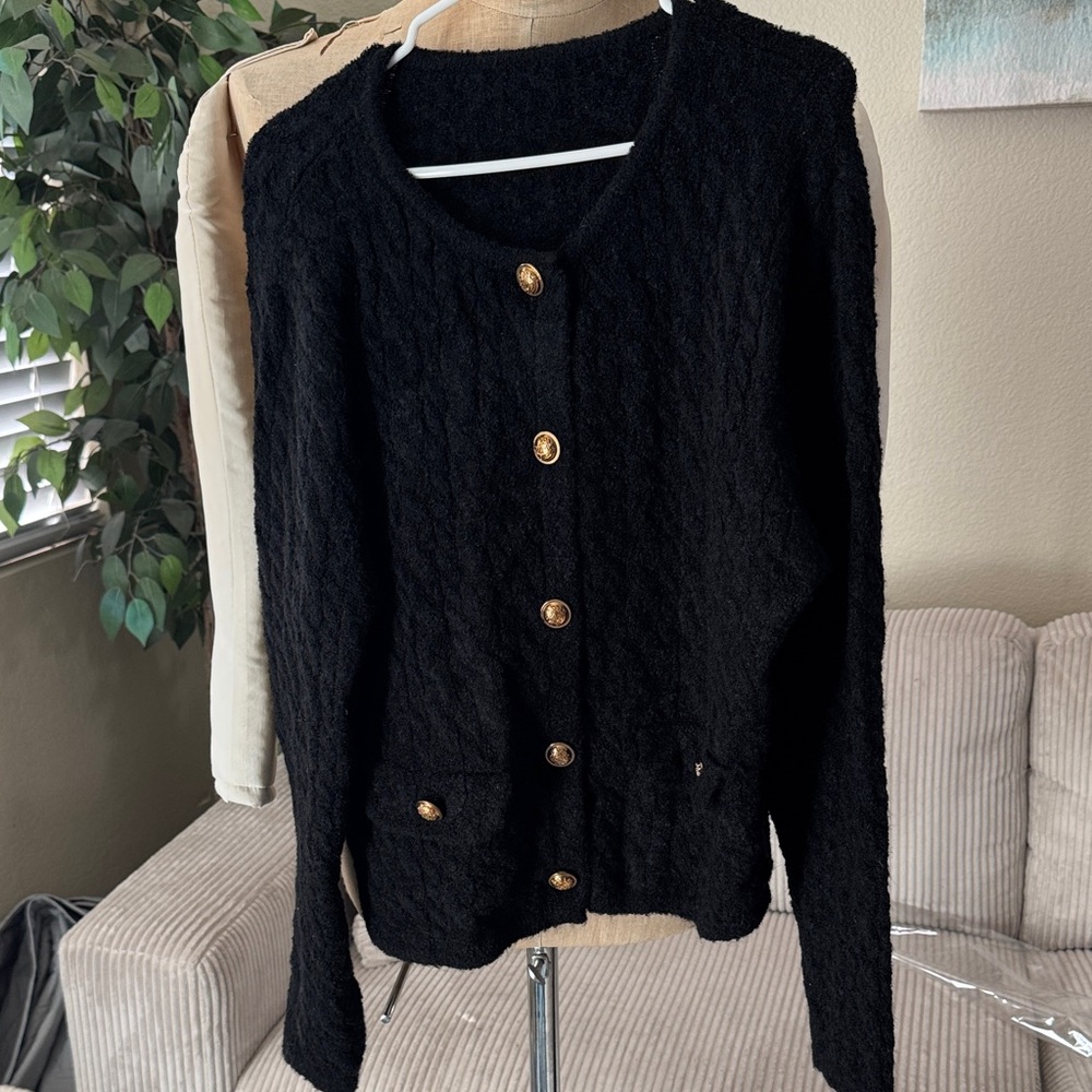 Black Button-Up Women's Sweater